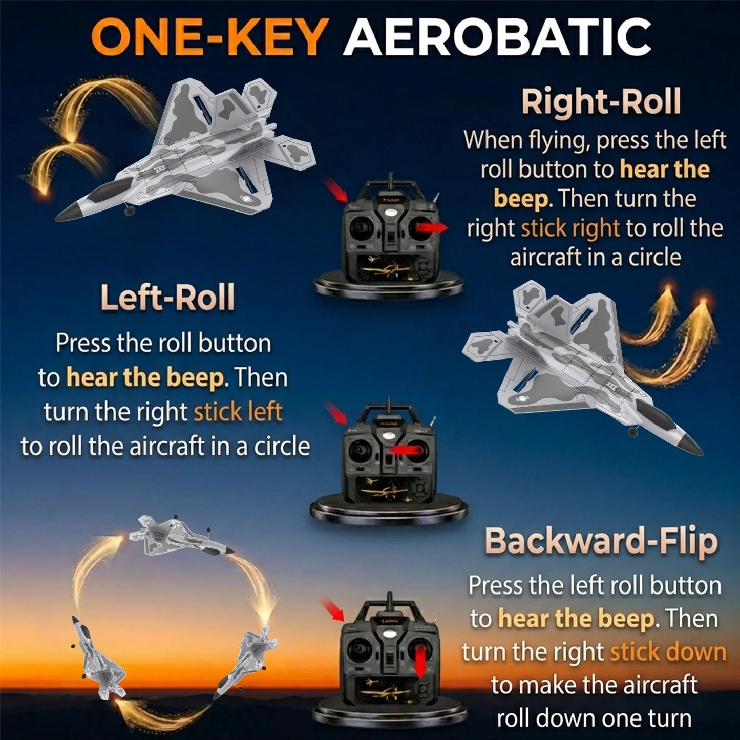 RCkuler F22 RC Airplane 4 Channel Fighter With Lights RTF