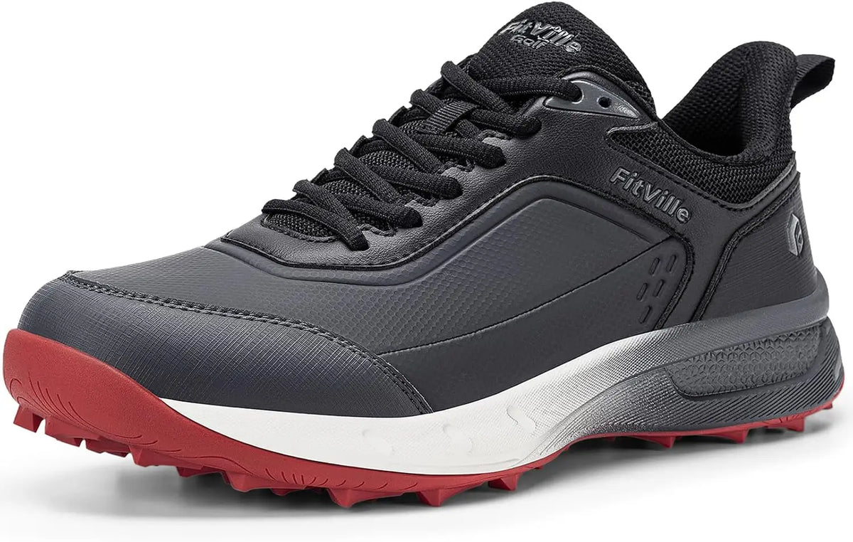 FitVille Men's Waterproof Spikeless Golf Shoes Arch Support Comfort