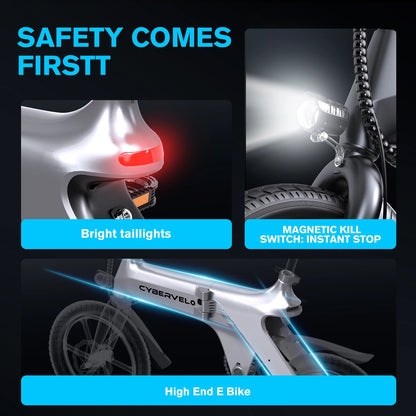 TALUSCONDOR Foldable Electric City Commuter Bike With Waterproof Battery