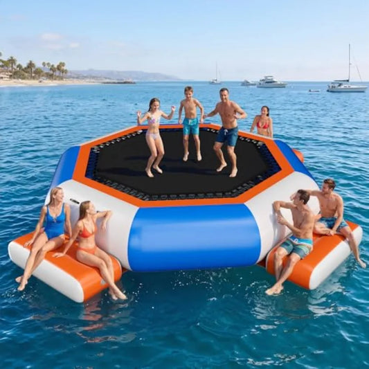 Inflatable Water Trampoline For Lakes Or Pools With Platforms