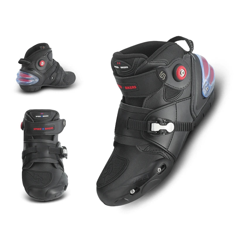Men’s motorcycle shoes, breathable, casual leather boots for spring and summer, ankle shoes for men.