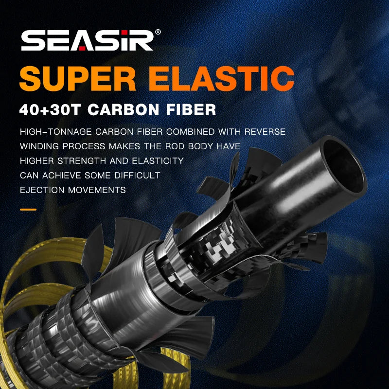 SeaSir Silent Stream Spinning Baitcasting Fishing Rod Carbon Fiber UL Power