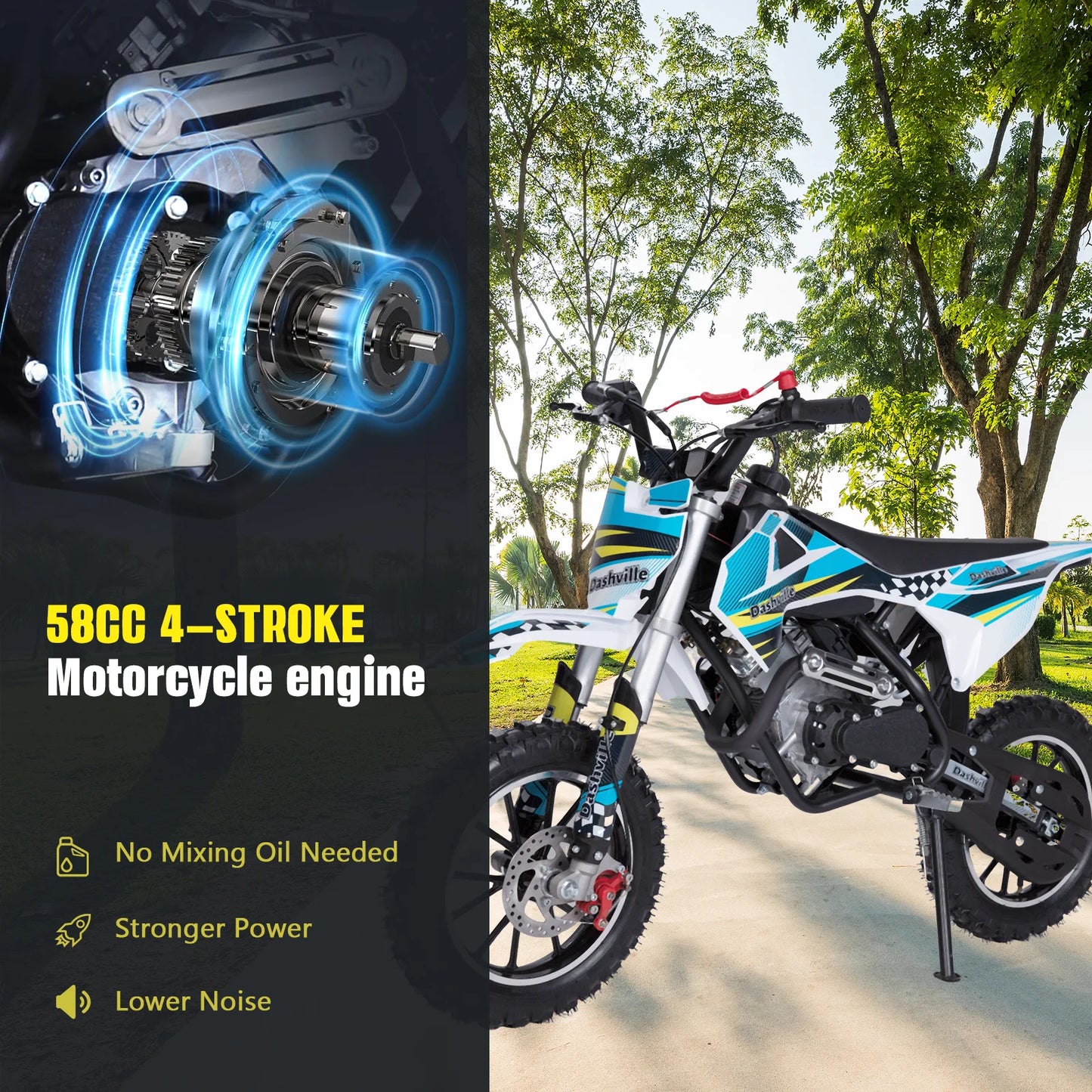 Gas Dirt Bike For Kids 4 Stroke Off Road Motocross Pit Bike