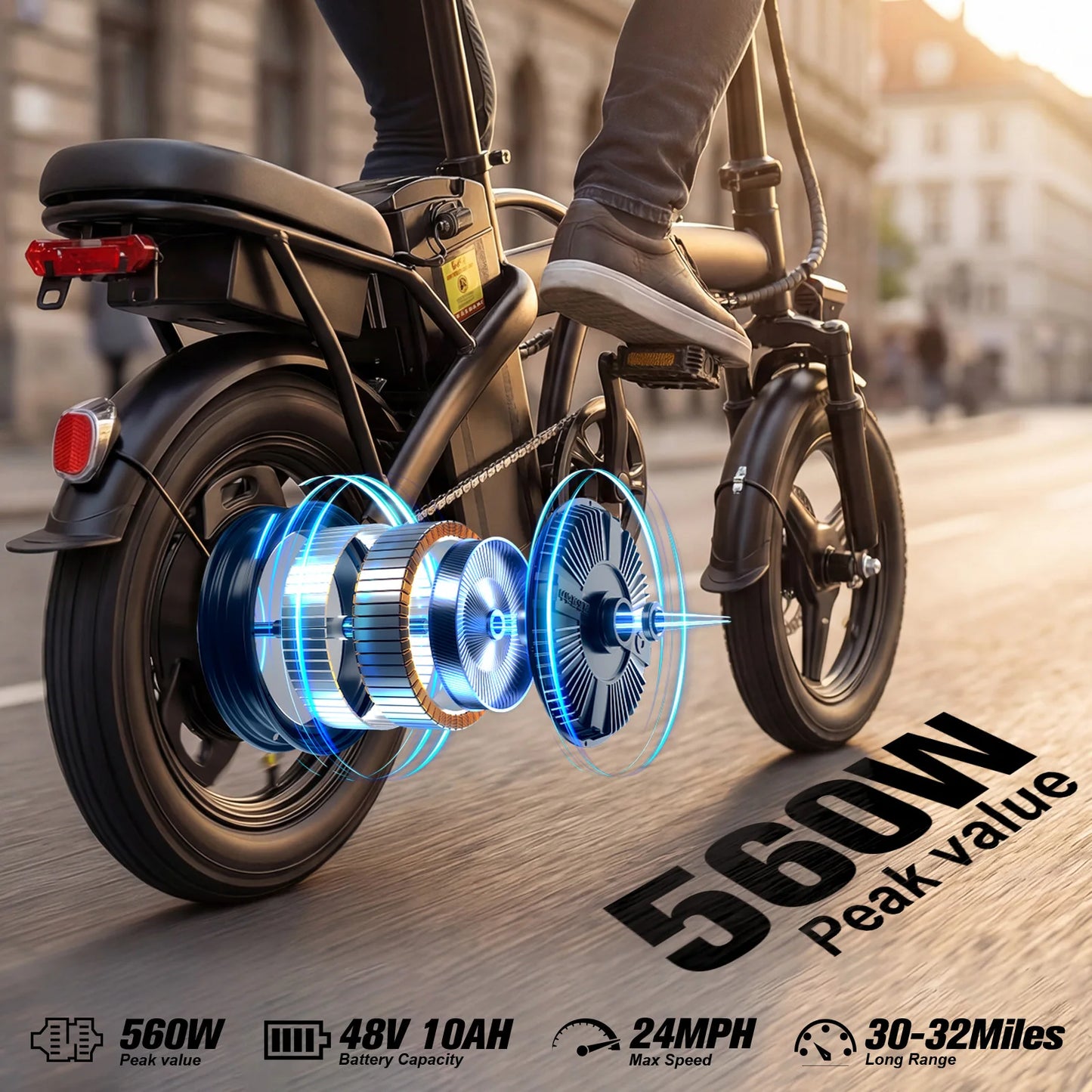 Terrosor Foldable Electric Bike for Adults 500W 48V Battery