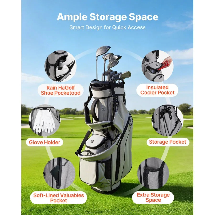 Golf Cart Bag With 14 Way Top Divider And Full Length Divider