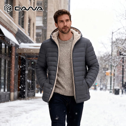 Cavva Mens Hooded Puffer Jacket Sherpa Lined Winter Coat