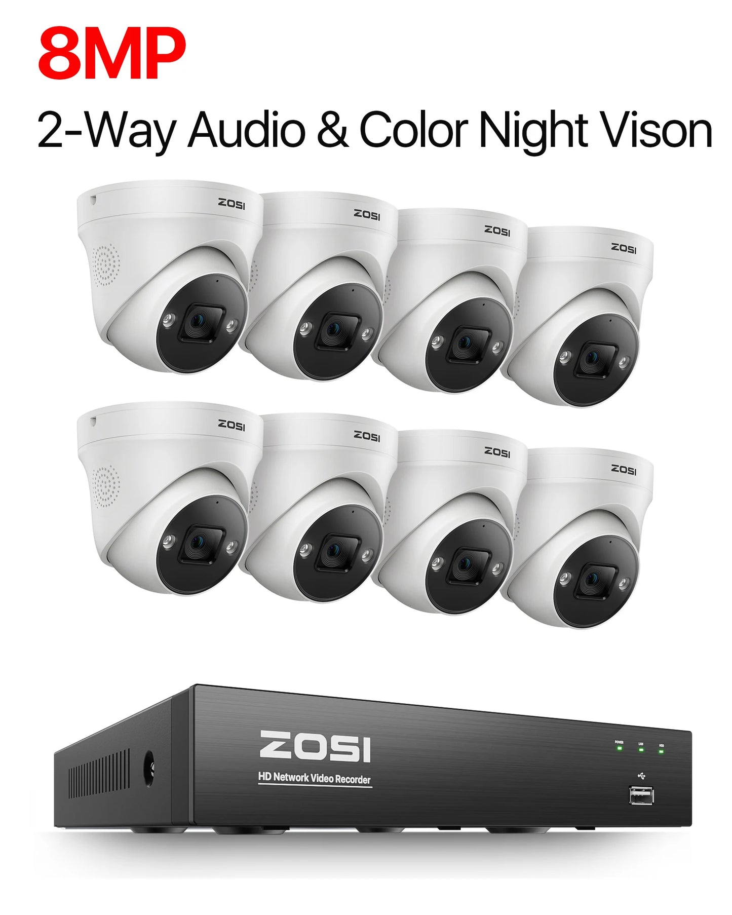 ZOSI 4K 8MP POE Video Surveillance Kit 8Channel NVR System