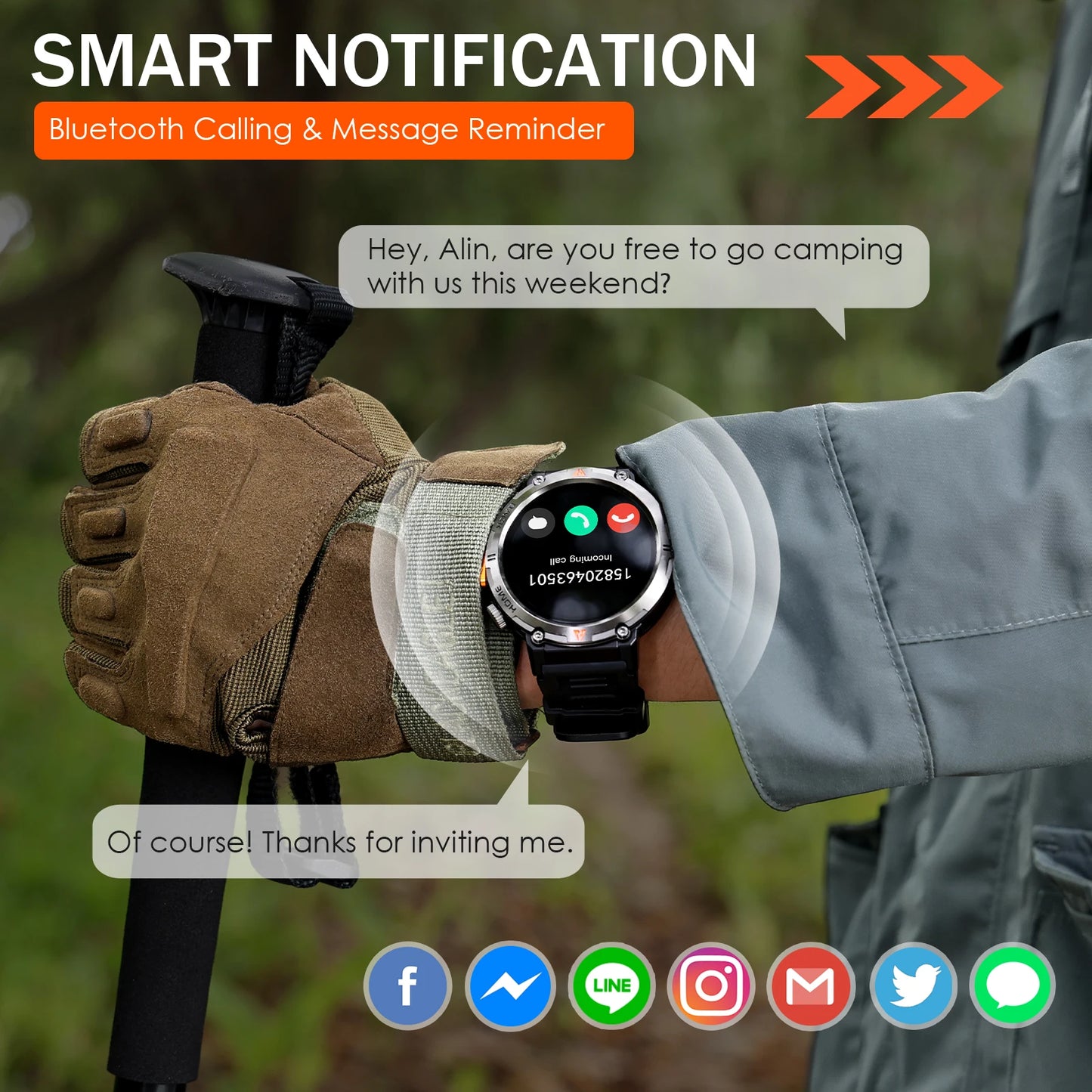 EIGIIS KE3 Smartwatch For Men Bluetooth Call Heart Rate Monitor