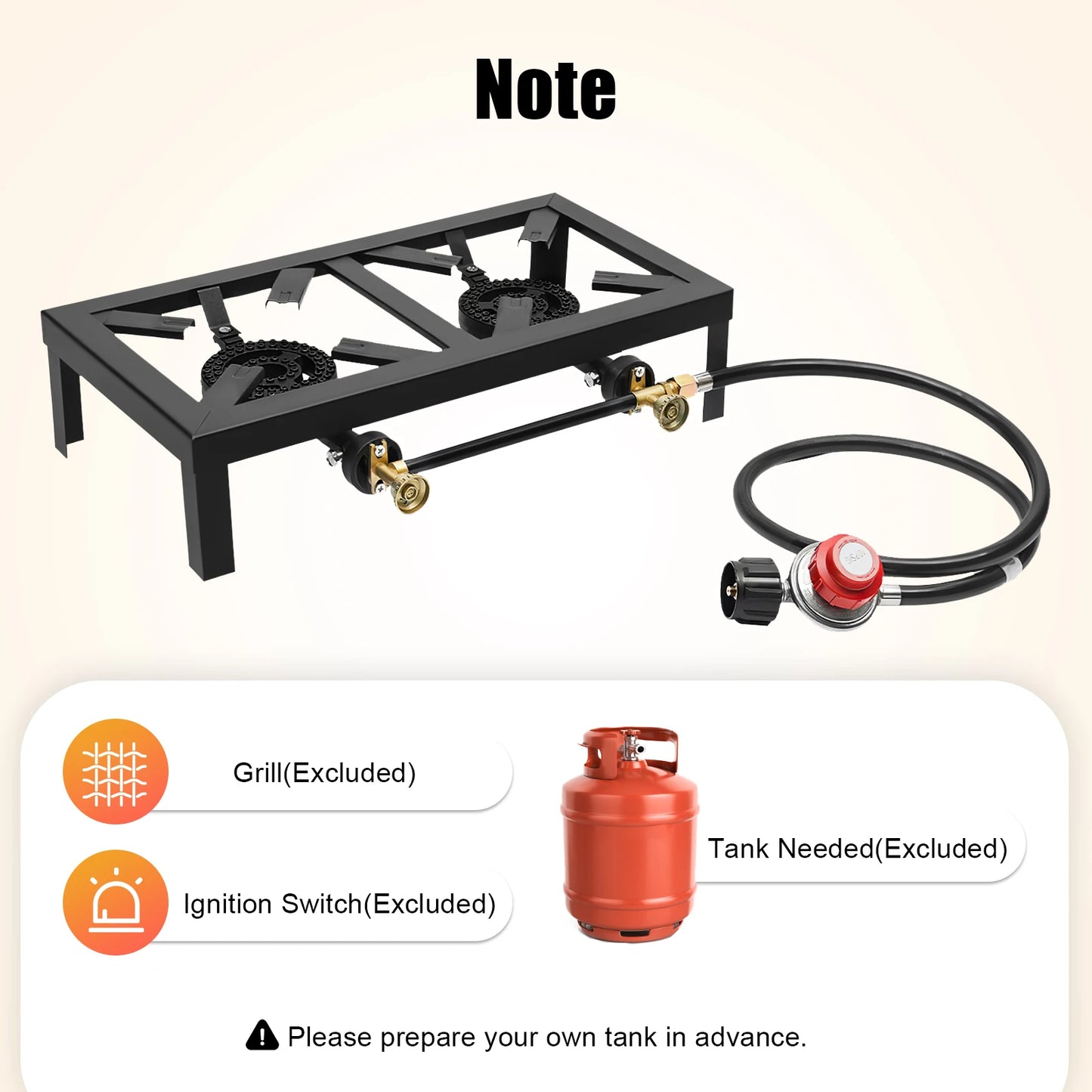 Double Burner 8000W Portable Outdoor Gas Stove With Regulator Hose