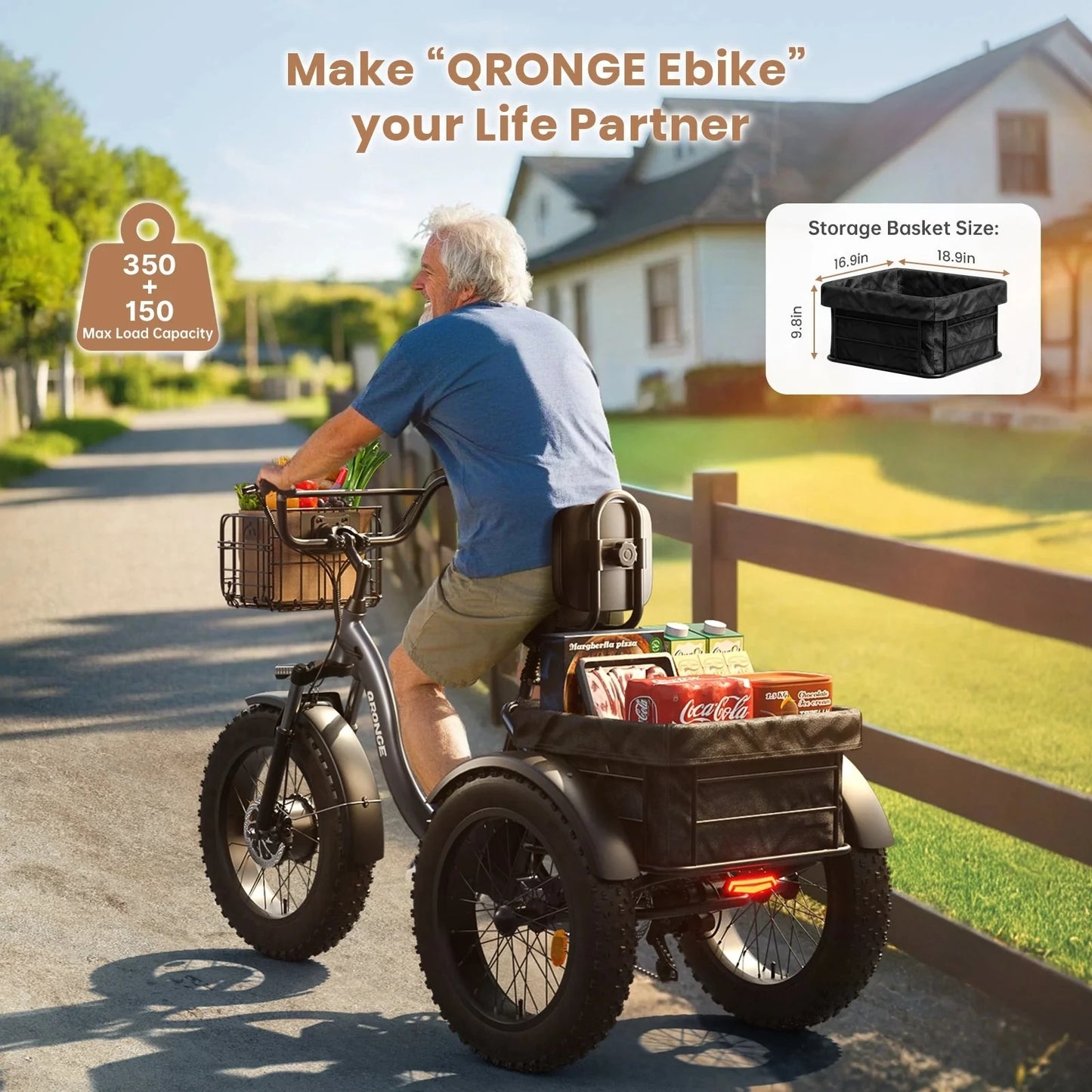 QRONGE Lava Electric Tricycle Folding Fat Tire Trike