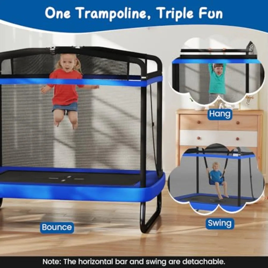 Indoor Outdoor Trampoline Rectangle With Steel Frame Enclosure