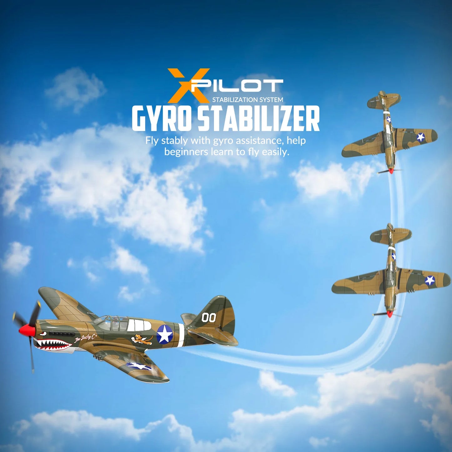 EXHOBBY P40 Fighter Warhawk RC Airplane 4CH EPP 6-Axis Gyro