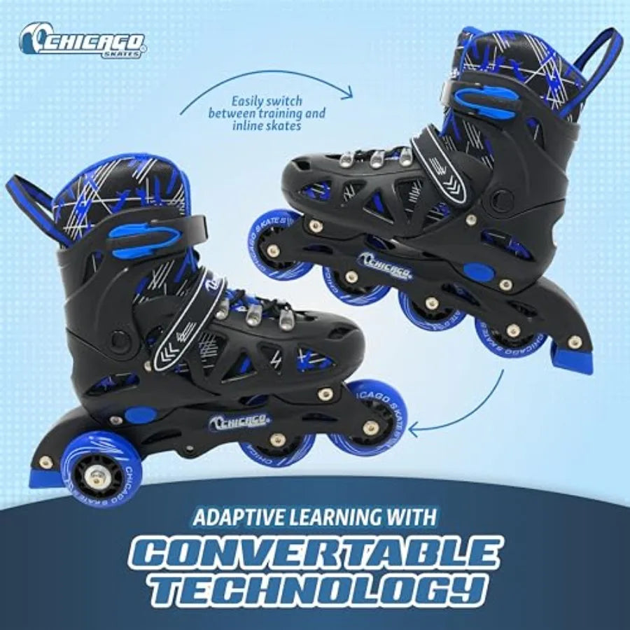 Inline Training Roller Skates With Wrist Guards And Kneepads