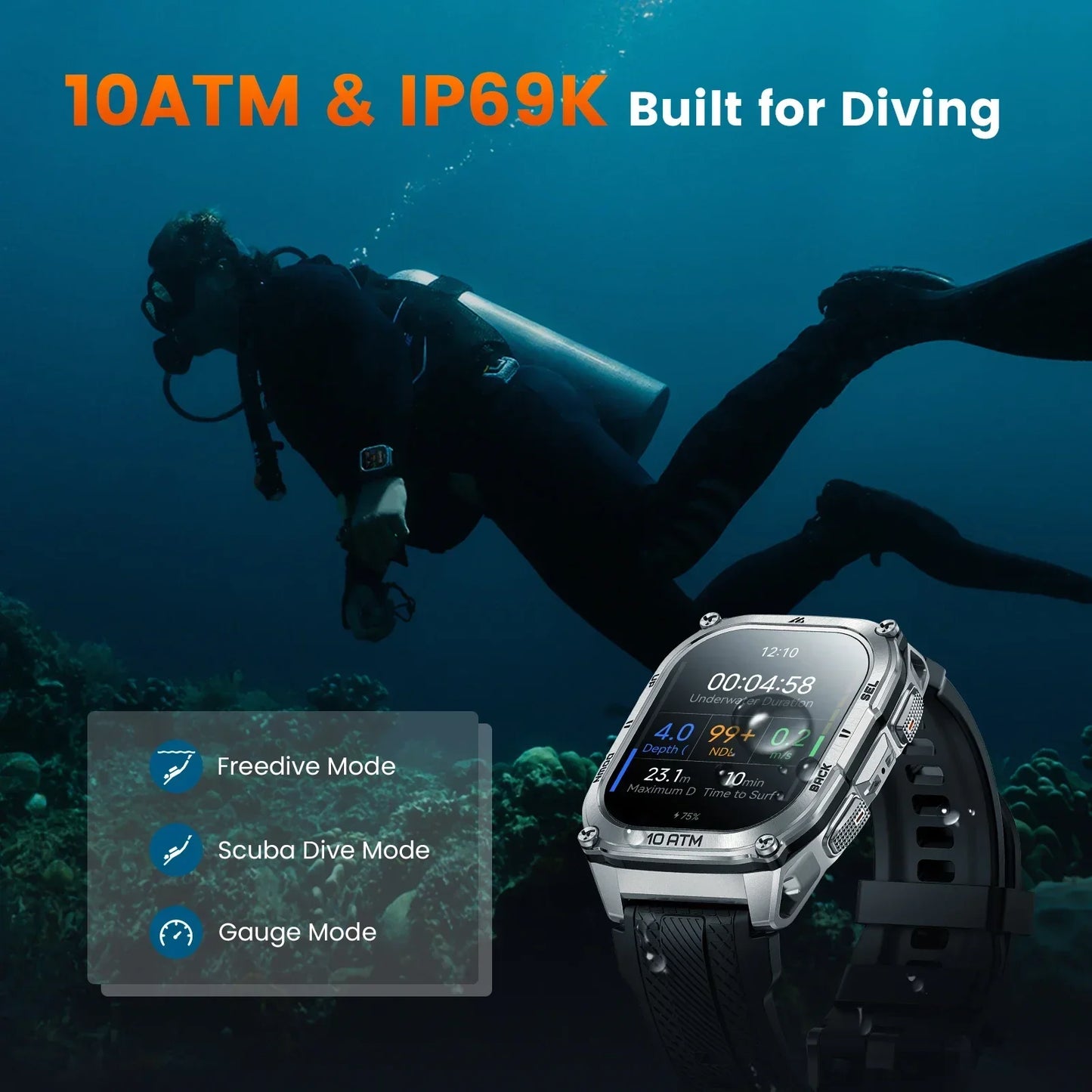 KOSPET Tank M4 Smart Watch GPS Offline Maps 10 ATM