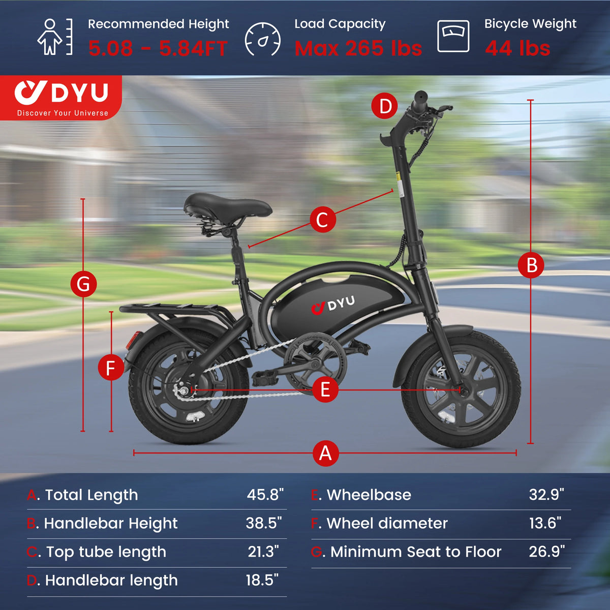 Dyu D3F Portable Folding Electric Bike With 500W Motor