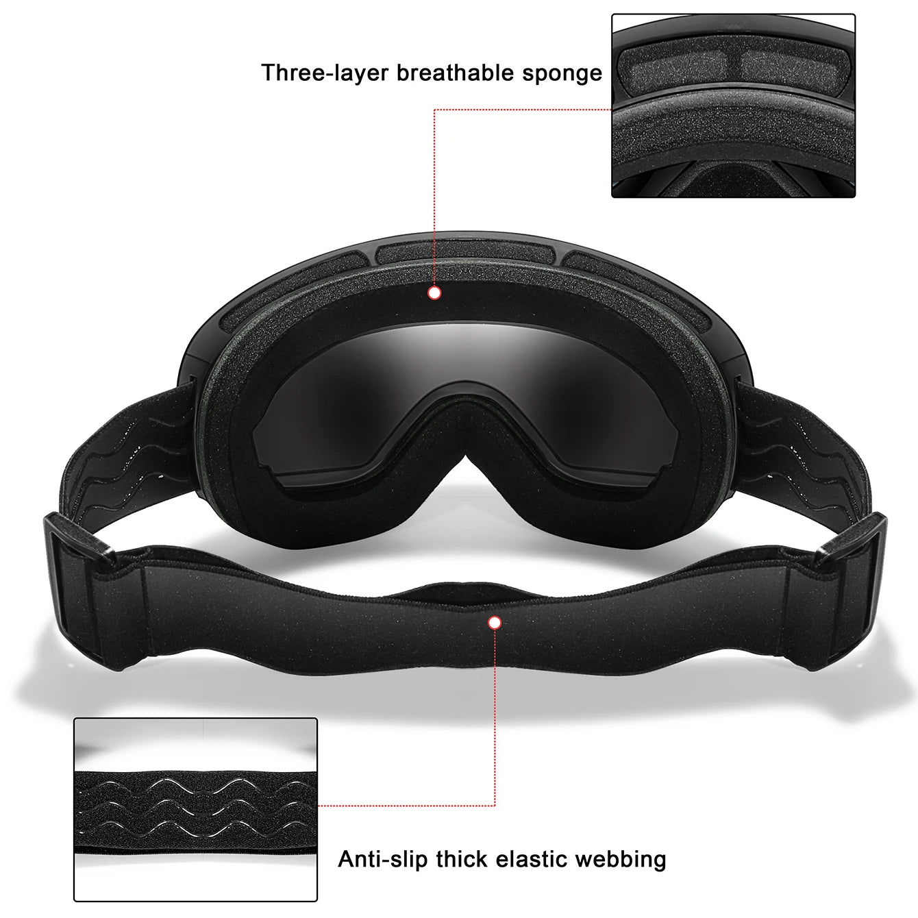 Winter Ski Goggles UV400 Anti Fog Snowboard Eyewear With Bag
