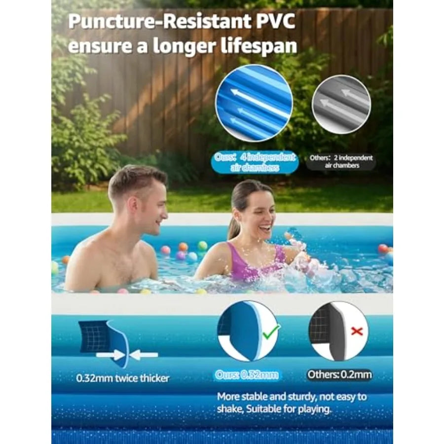 Backyard Inflatable Pool for Adults and Pets at Home