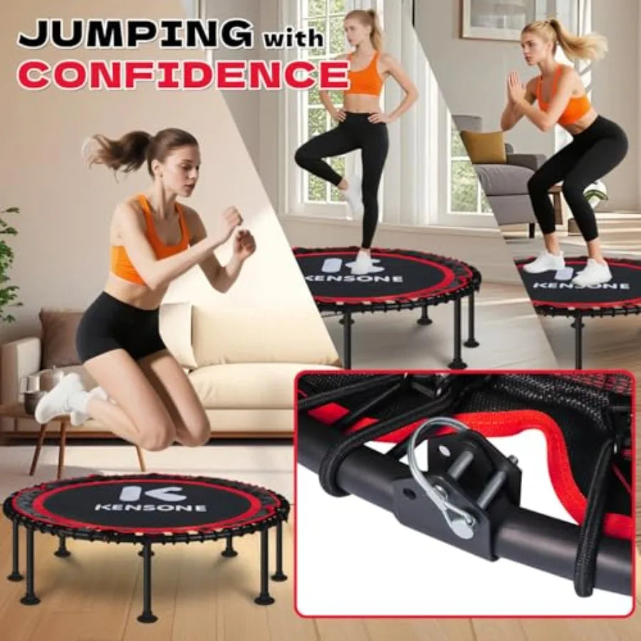Foldable Indoor Rebounder Trampoline Steel Frame Quiet Bungee Cords