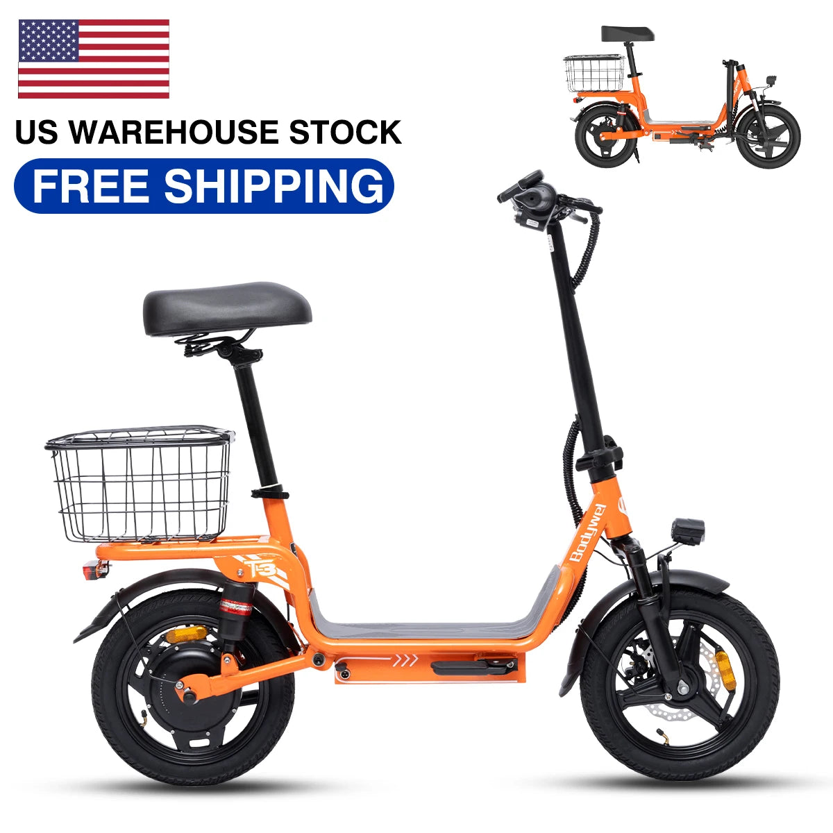 Bodywel T3 Foldable Electric Bike With Rechargeable Battery
