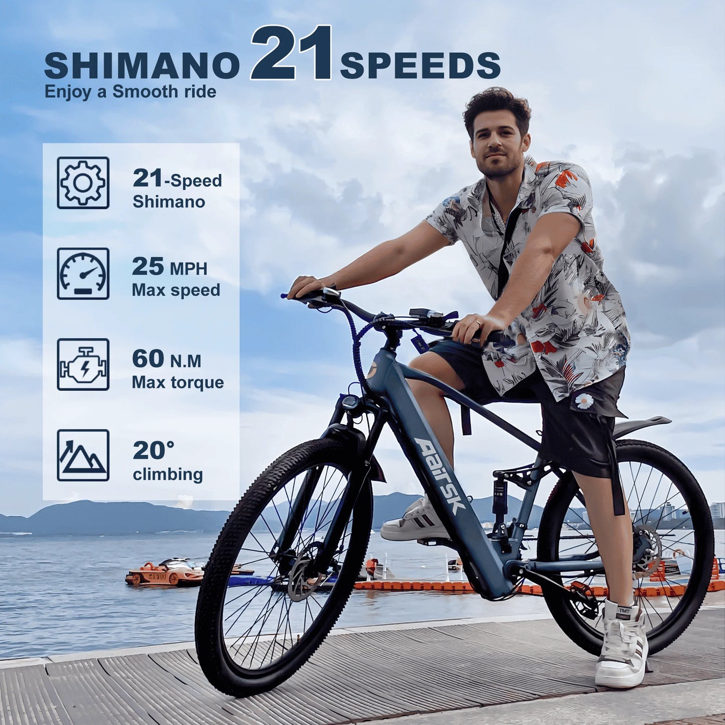 E bike 750W Adults Electric Bike 36V468Wh 26/24 Inch Tires Electric Bicycle Shimano 21-Speed City E Bikes Mountain e bikes