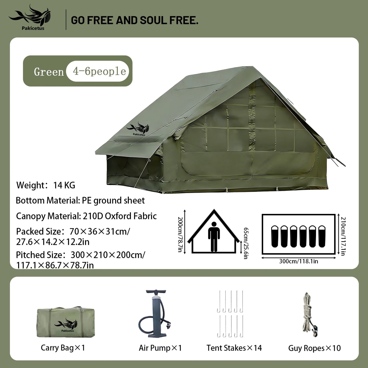 Inflatable Quick Setup Camping Tent Waterproof Family Tent Portable