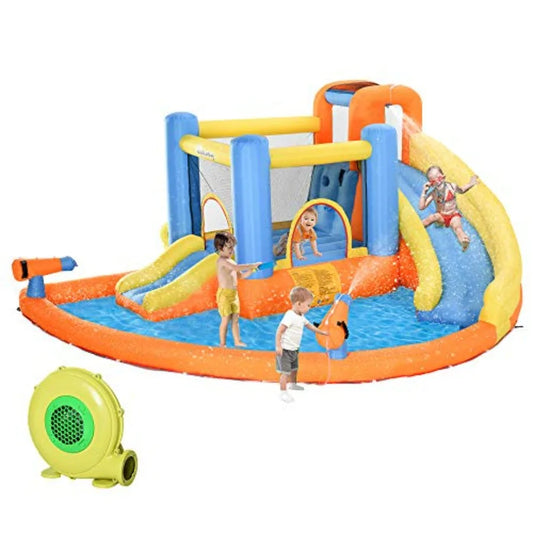 Outdoor Inflatable Water Slide 5-In-1 Bouncy Castle With Pool