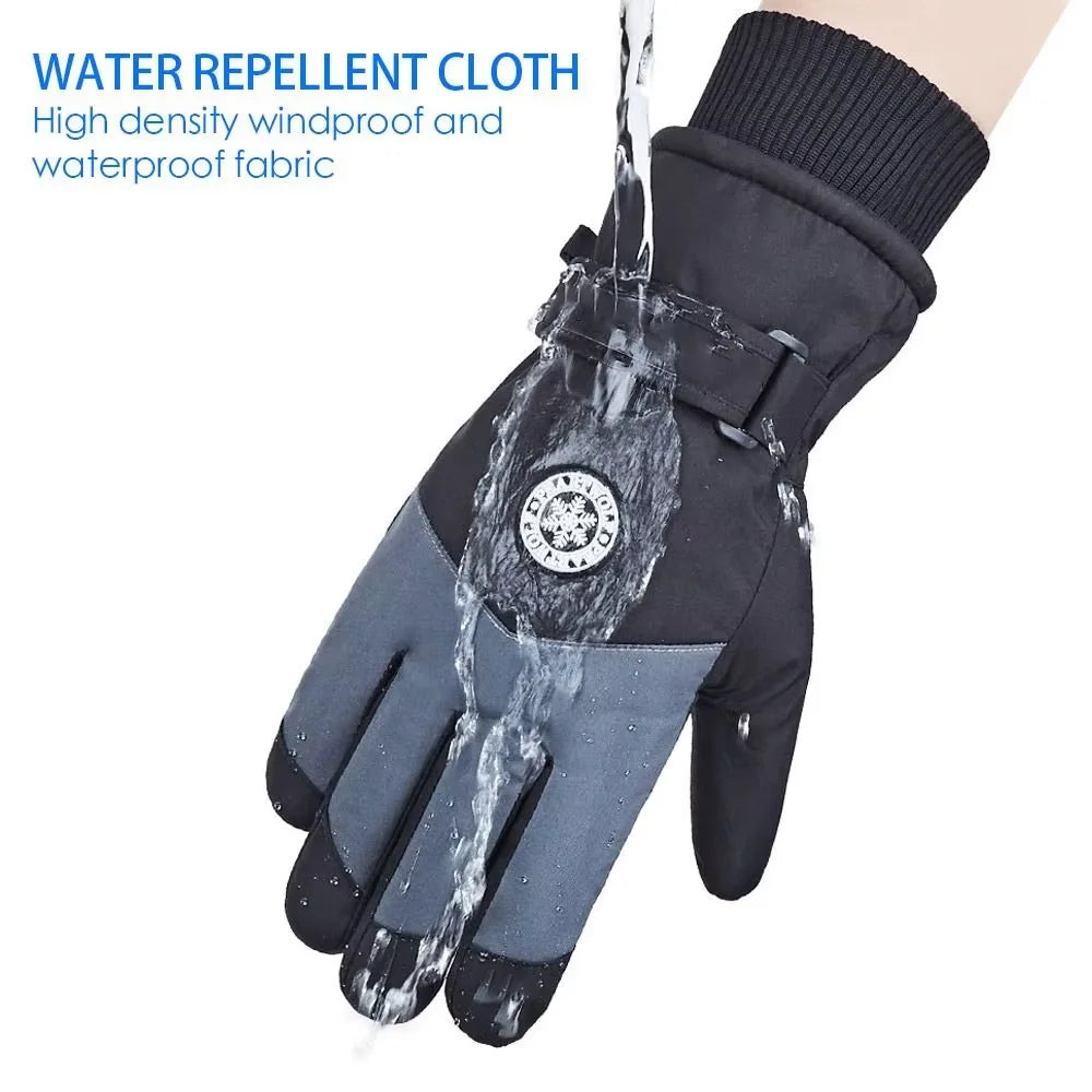 Winter Unisex Snowboard Ski Gloves PU Leather Waterproof Touch Screen