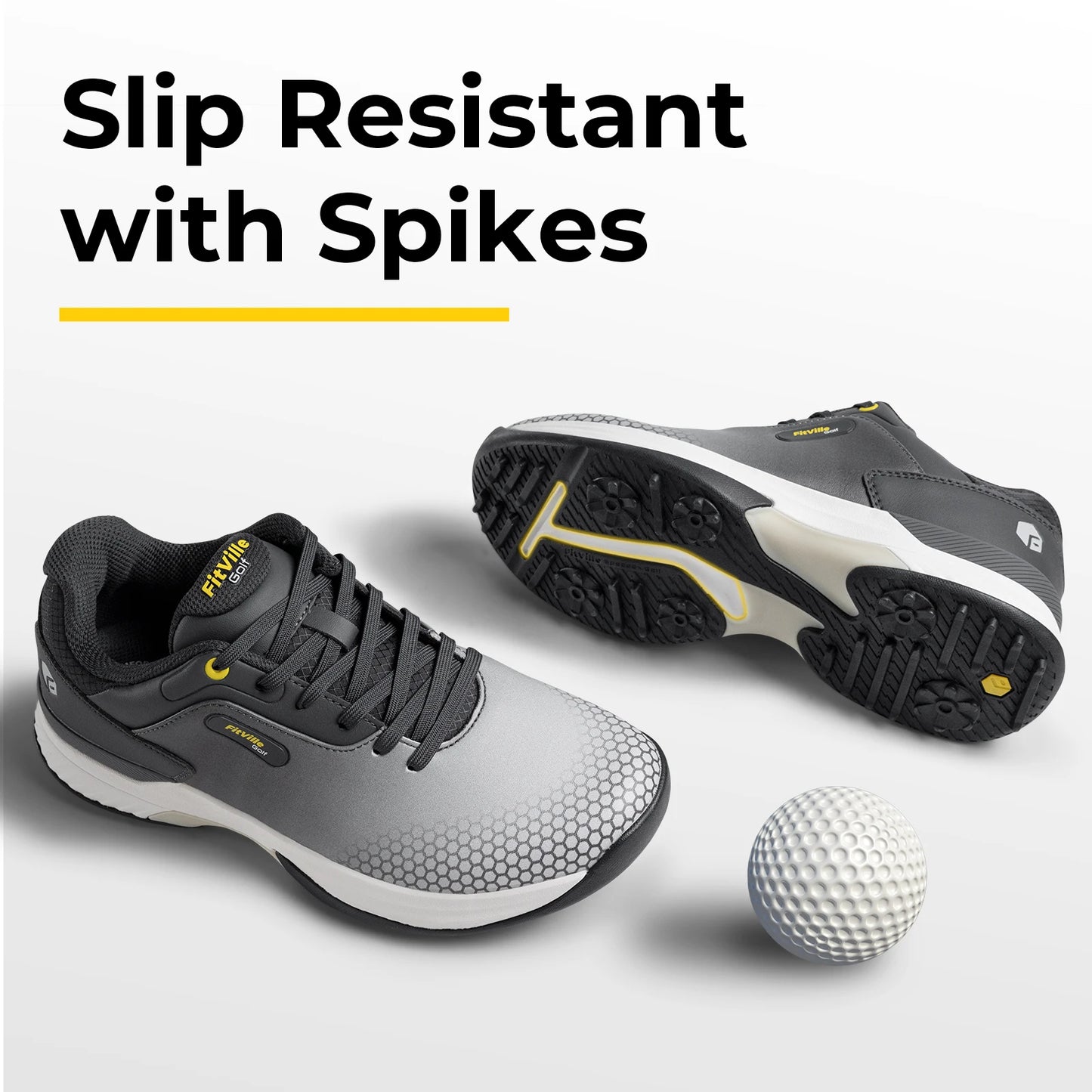 Fitville Mens Wide Golf Shoes Non Slip Comfort Swollen Feet