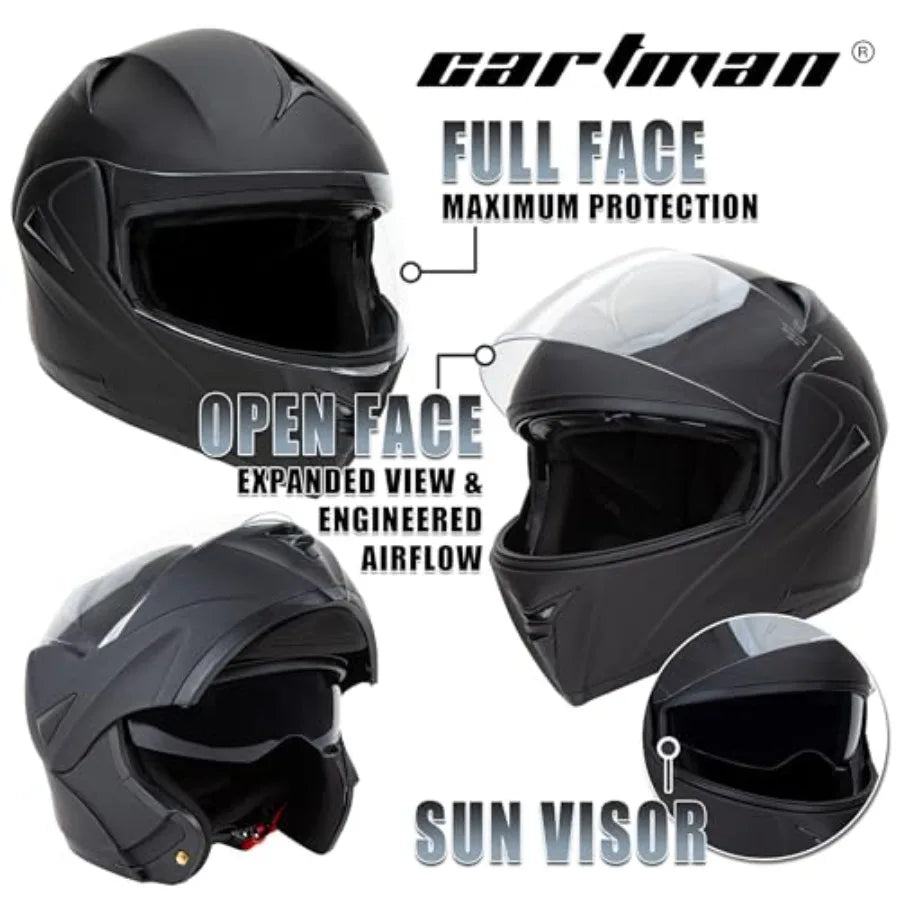 Motorcycle Street Riding Helmet Polycarbonate Shell DOT Approved Dual Visor