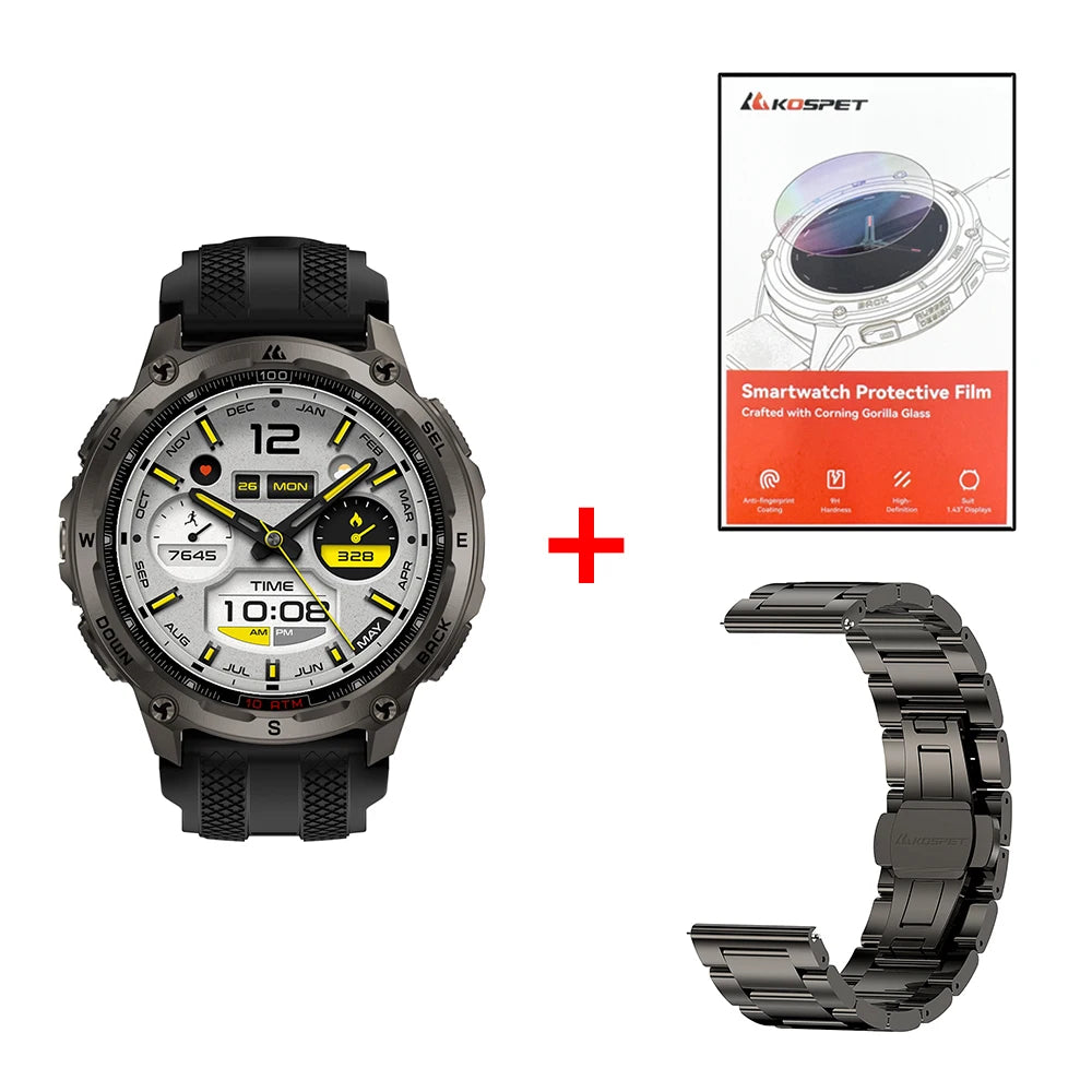 KOSPET Tank T4 Smartwatch GPS Maps 10ATM Waterproof Heart Rate