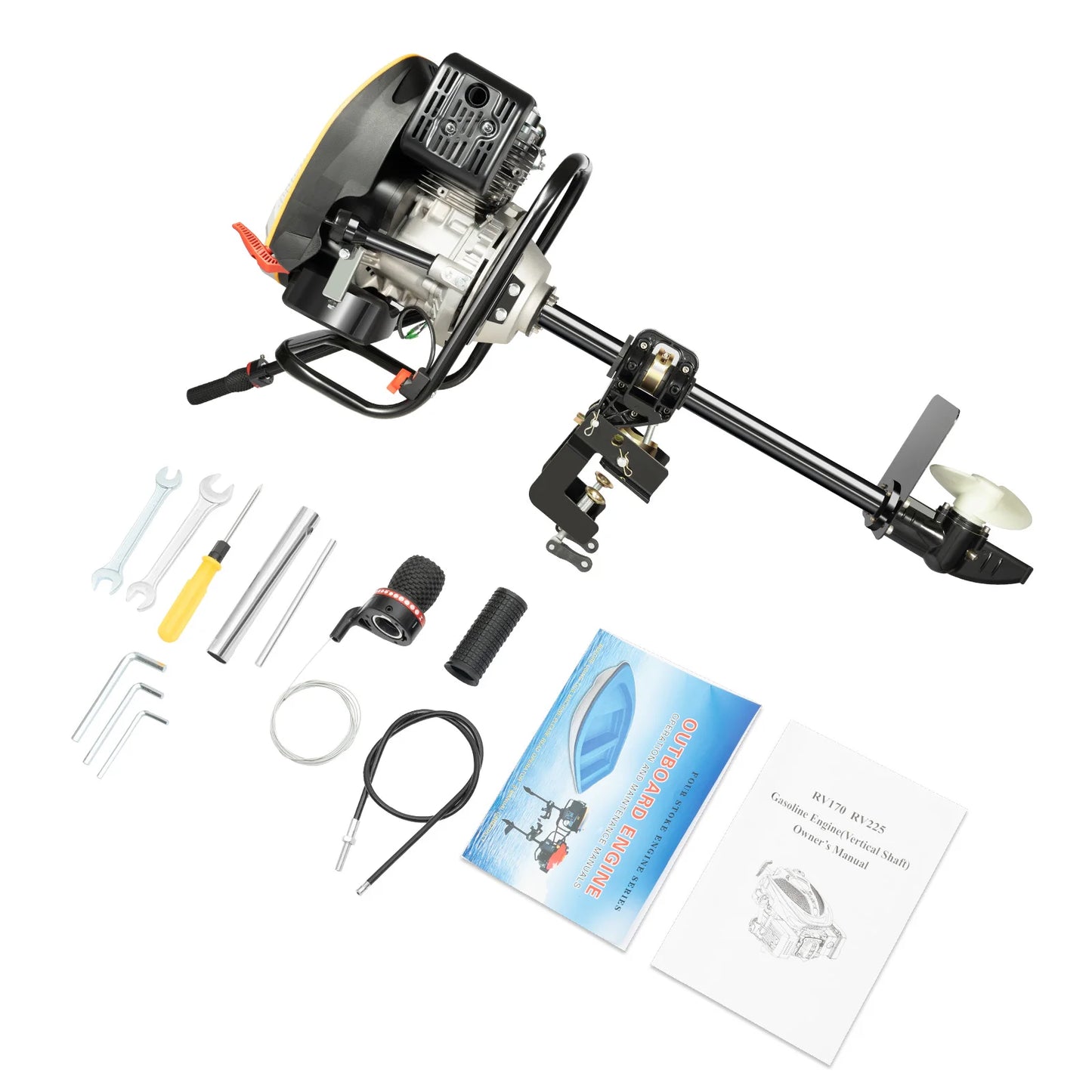 High-Quality 4-Stroke Boat Motor -  9HP Air-Cooled Hand-Start Marine Outboard with 360° Steering & Stepless Speed