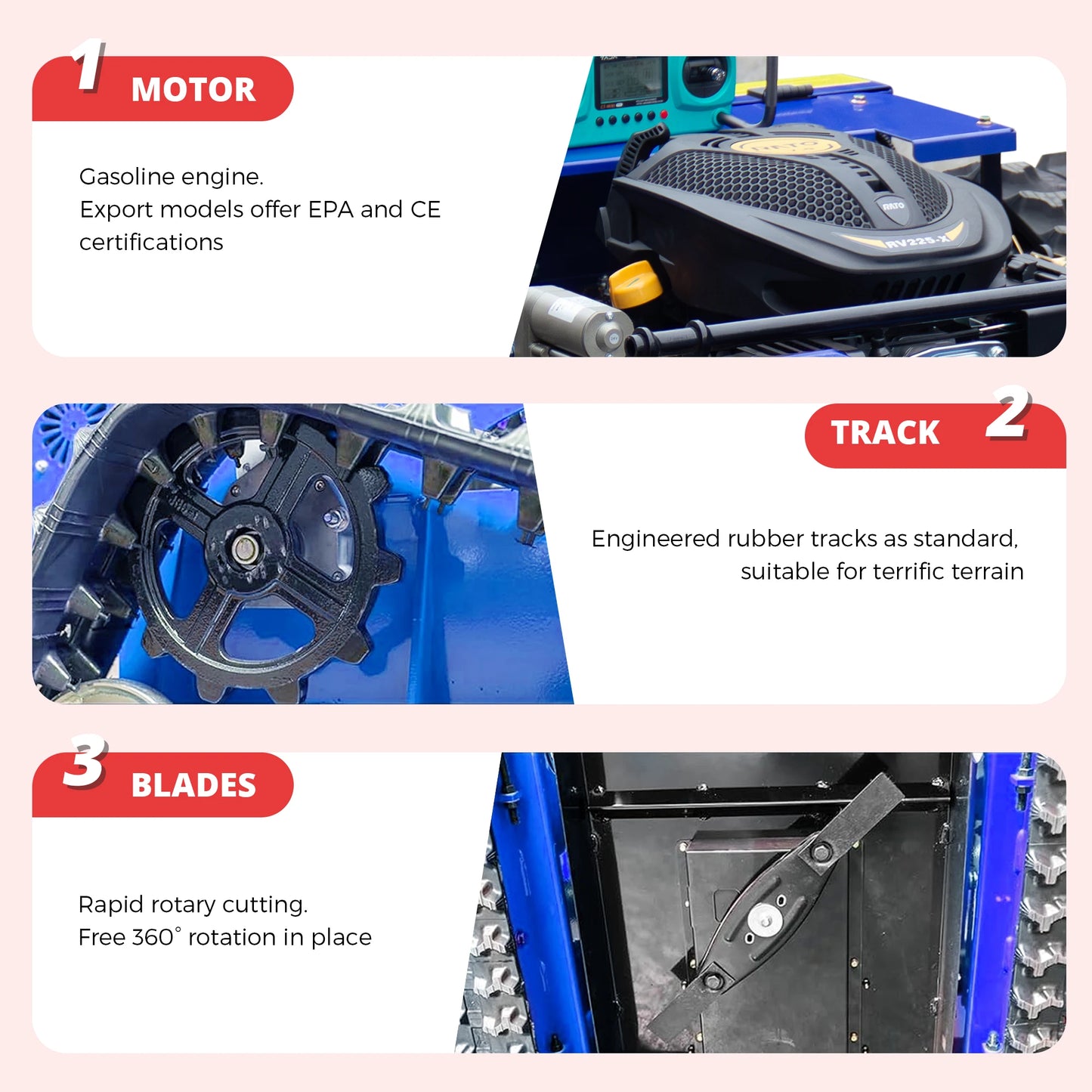Remote Control Self Propelled Lawn Mower With Snow Shovel Rechargeable