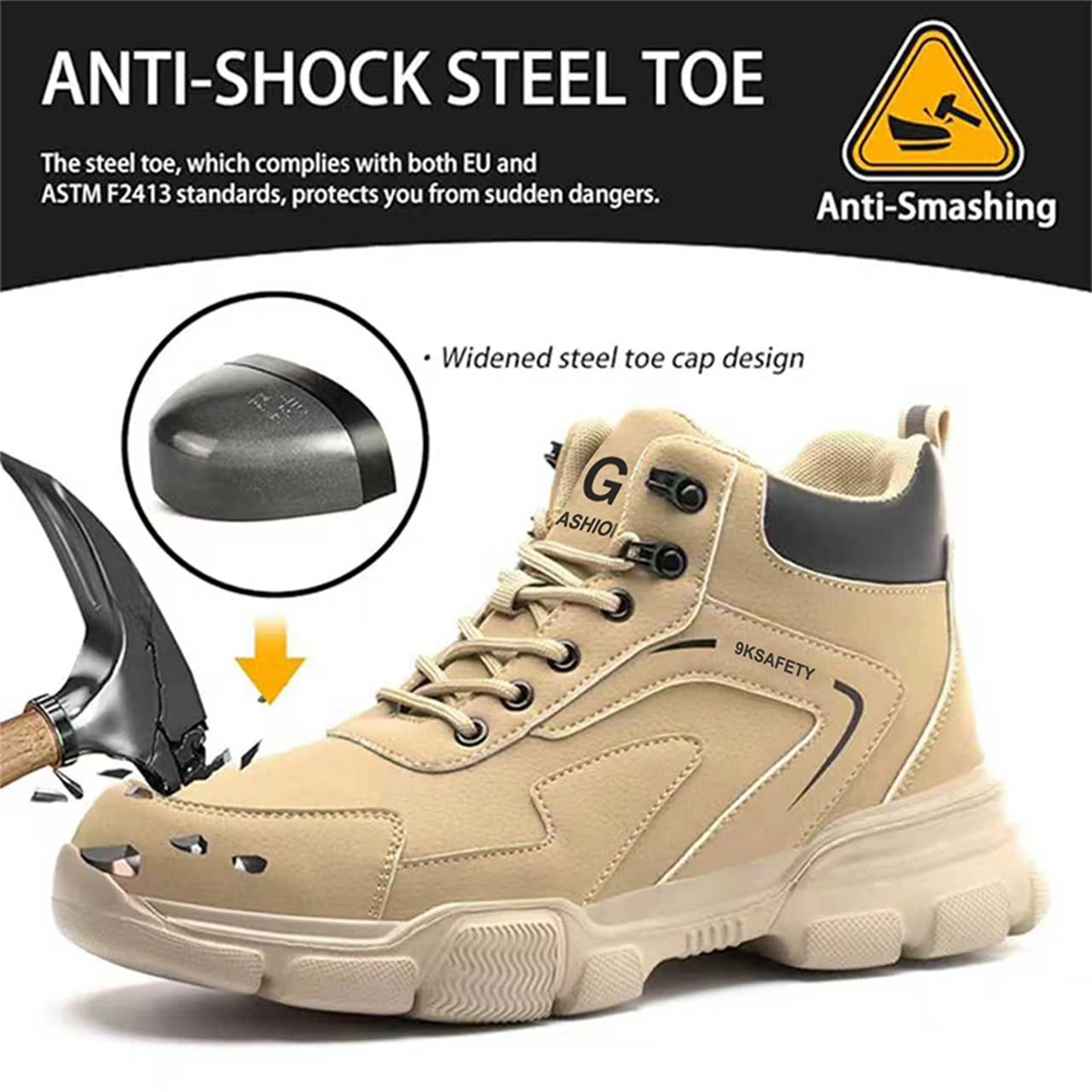 Impact Resistant Steel Toe Safety Boots For Construction Labor