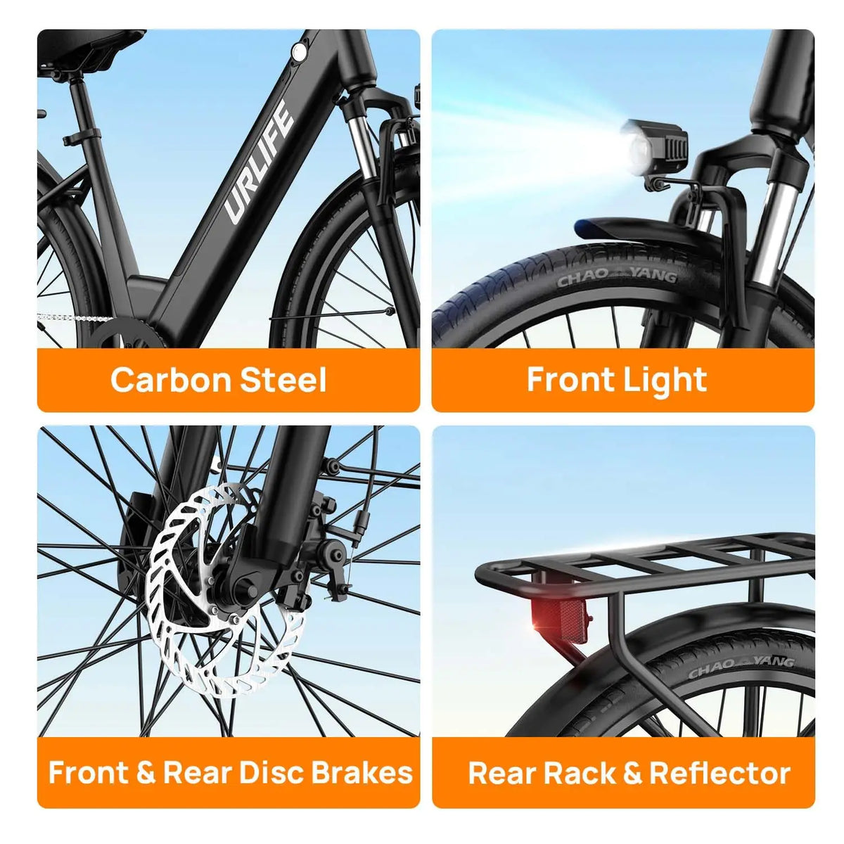 URLIFE Electric Commuter Bike 750W Brushless Motor 48V Removable Battery
