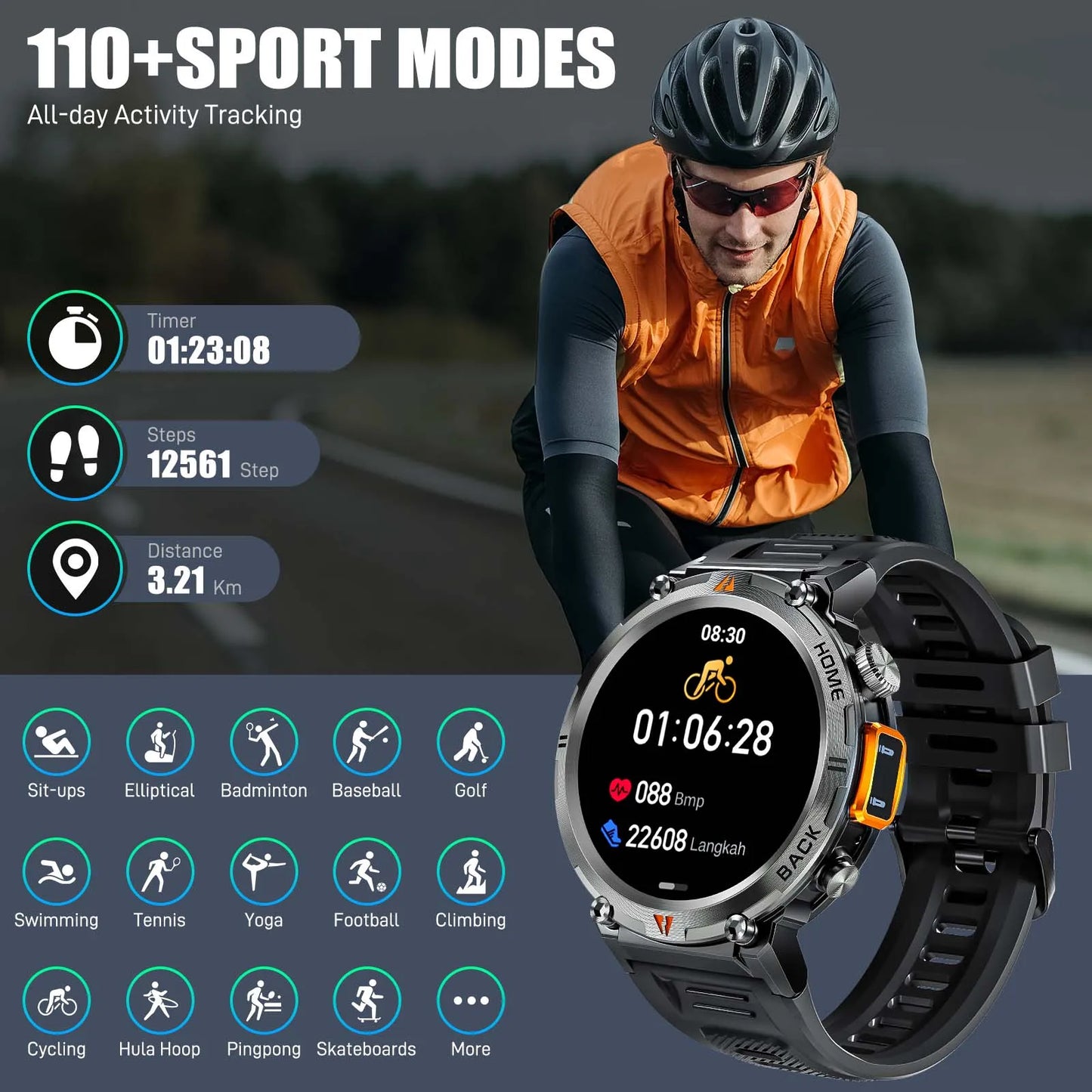 EIGIIS KE3 Smartwatch For Men Bluetooth Call Heart Rate Monitor