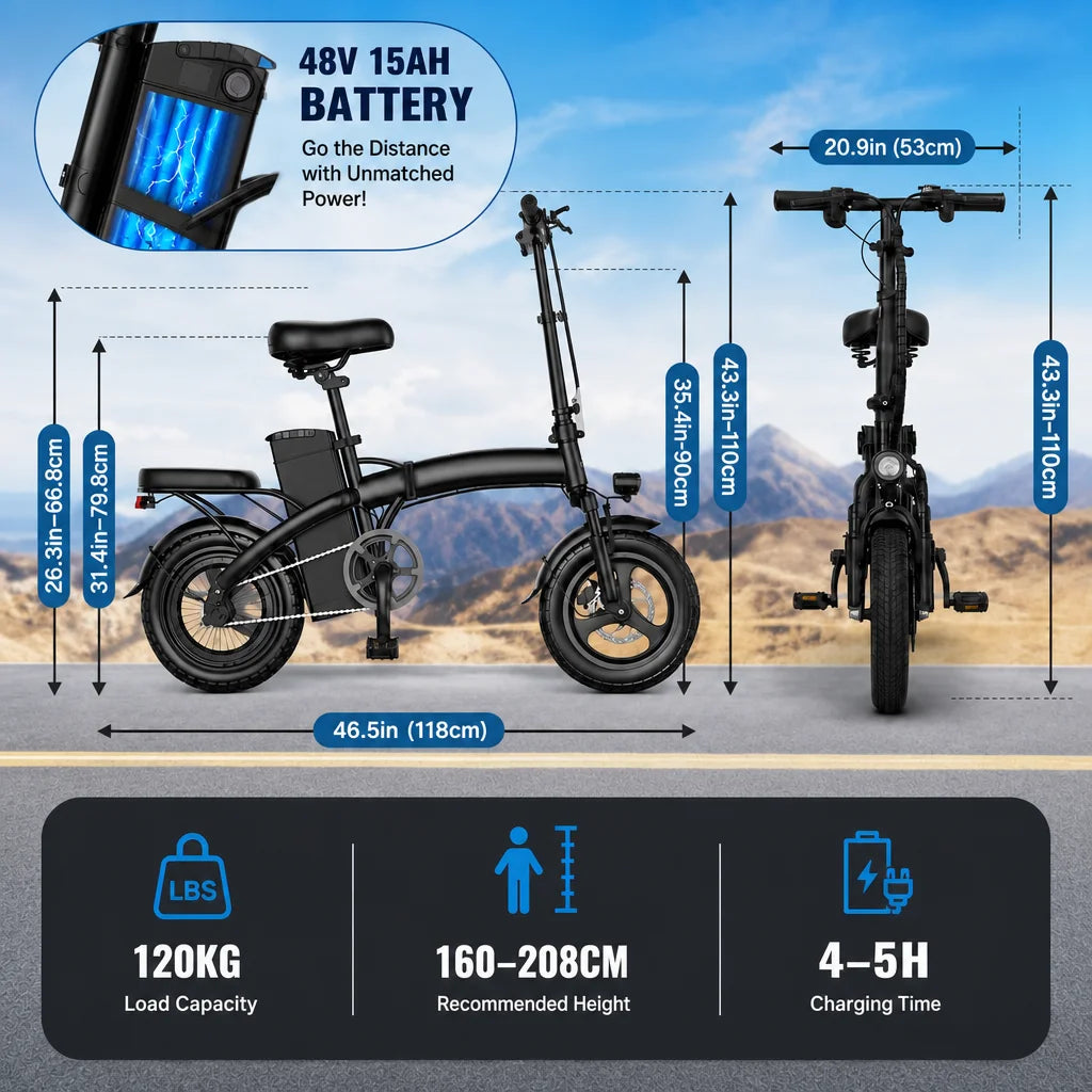 Premium Foldable Electric Bike For Adults With Front Storage Basket