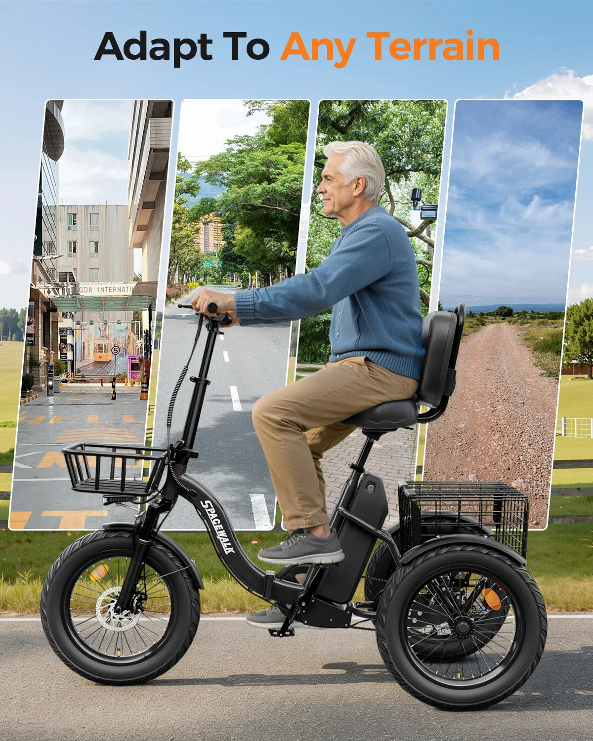 Eilleo Spacewalk Folding Electric Trike With 1200W Motor