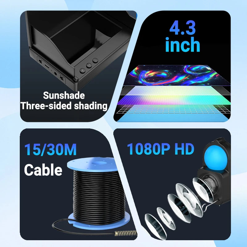 IP68 Underwater Fishing Camera With Monitor Depth Finder Night Vision