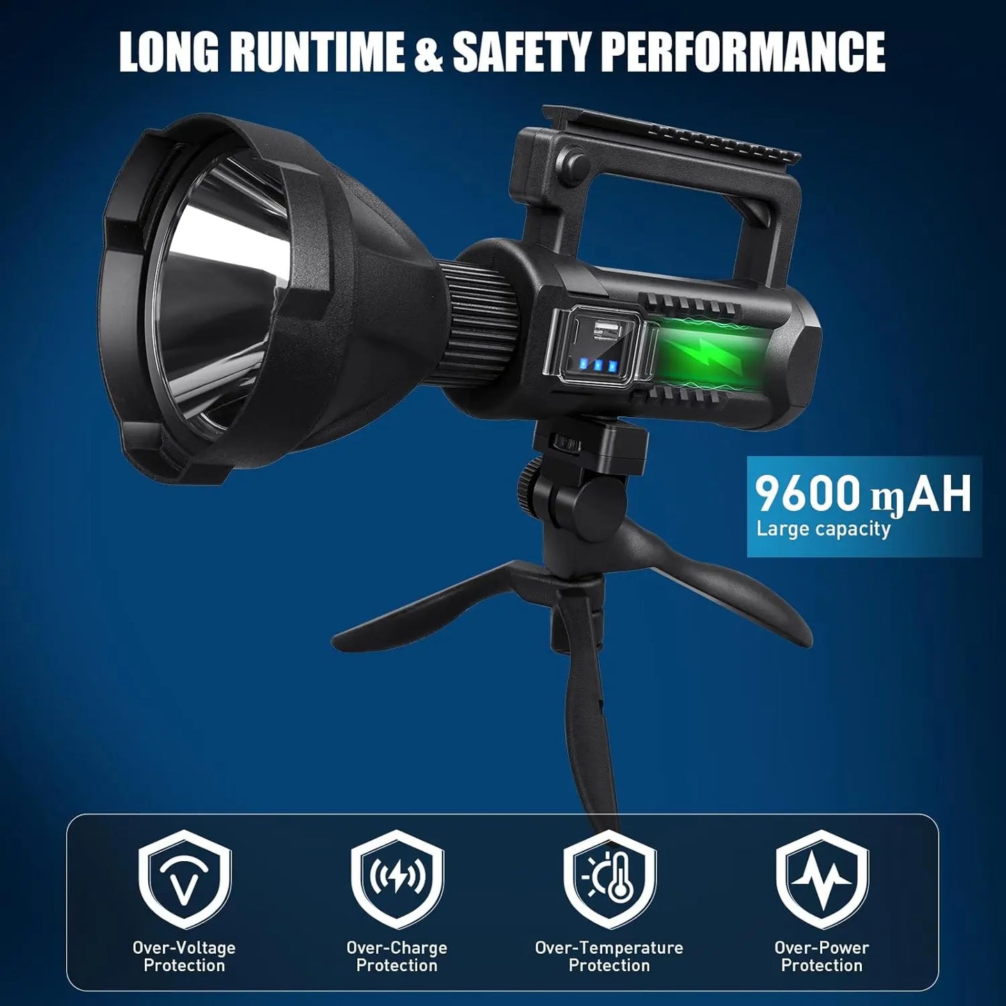 Rechargeable LED Spotlight Portable USB Searchlight Waterproof