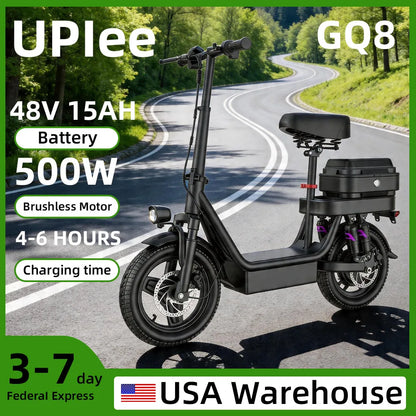 UPlee GQ8 500W Foldable Electric Bike With Trunk And Suspension