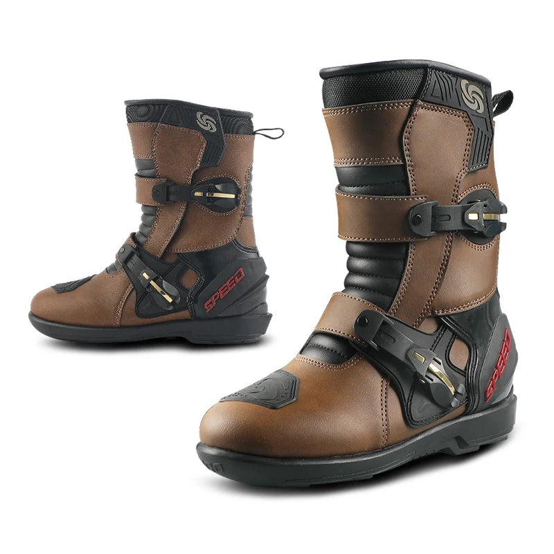 Professional Leather And Rubber Ankle Motorcycle Boots