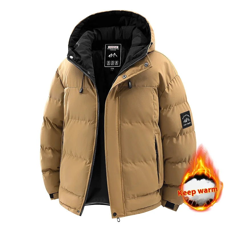 TAUVSEDI Men's Waterproof Windproof Hooded Puffer Jacket for Outdoor Wear