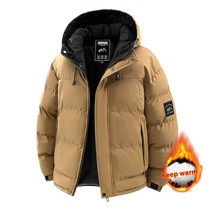 TAUVSEDI Men's Waterproof Windproof Hooded Puffer Jacket for Outdoor Wear