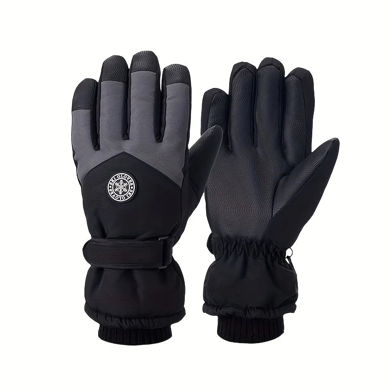 Winter Unisex Snowboard Ski Gloves PU Leather Waterproof Touch Screen