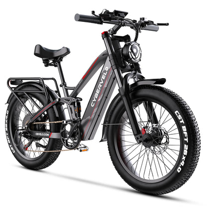 Cybervelo Strong Power Ebike, 5000W Motor Off Road Electric Bike, 100 Miles Long Range, 26"x4.0” Fat Tire, 60V 50Ah Big Battery EK9