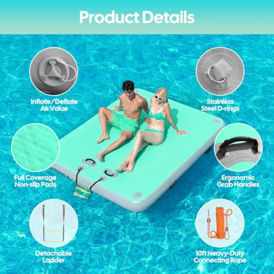 Inflatable Floating Dock Island Raft For Pool Lake River Ocean
