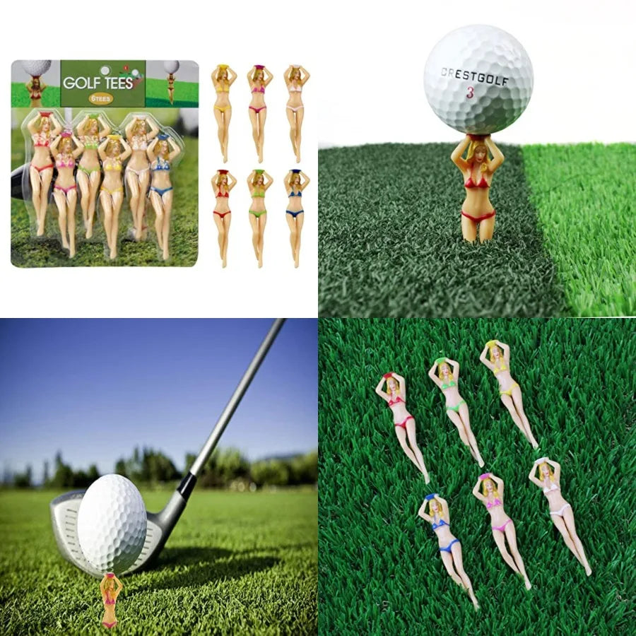 Colored Golf Tees, 3 inch Golf Practice Novelty Tees, White Elephant Stocking Stuffer Gifts for Golfer Fun Gift, 6 Pcs