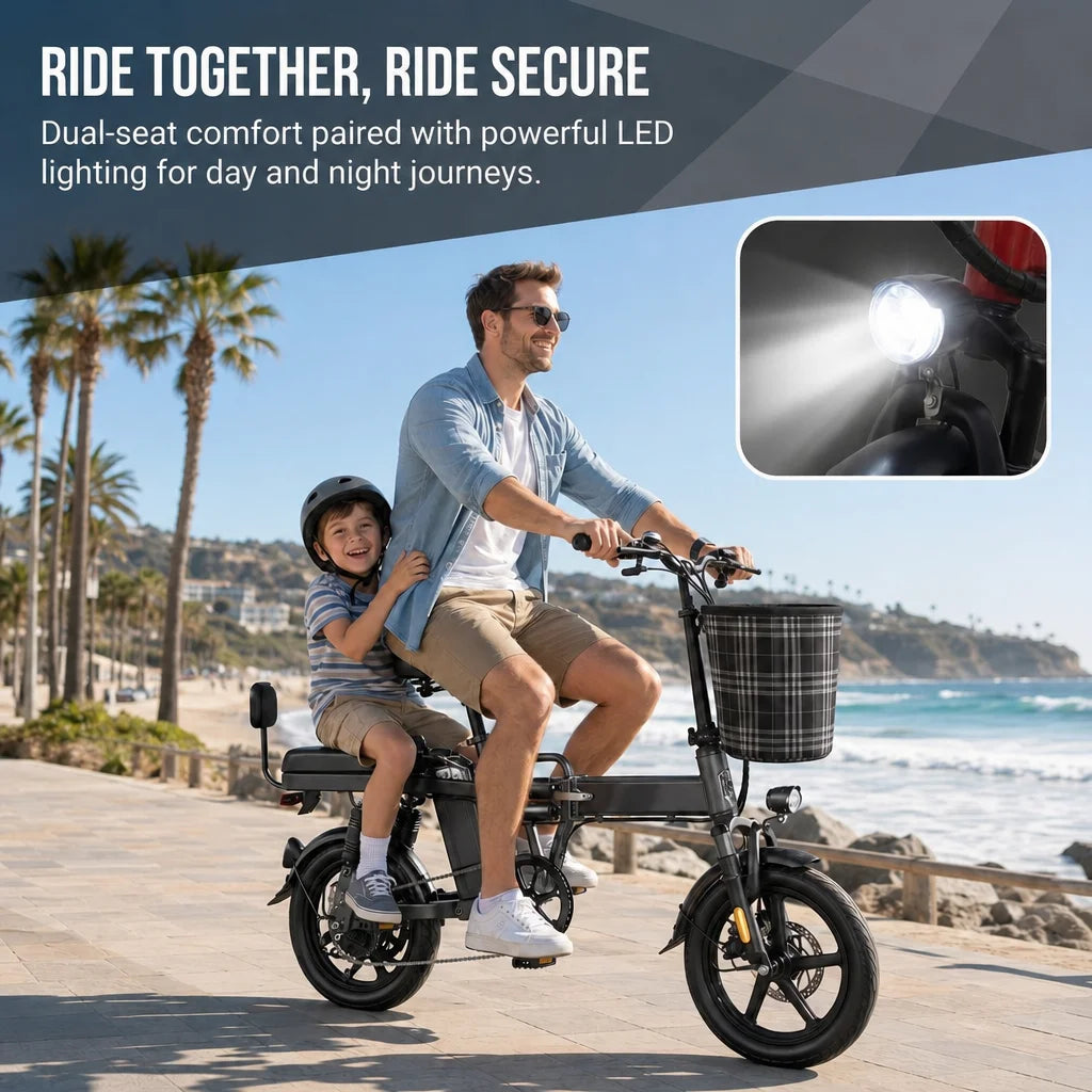 Premium Foldable Electric Bike For Adults With Front Storage Basket