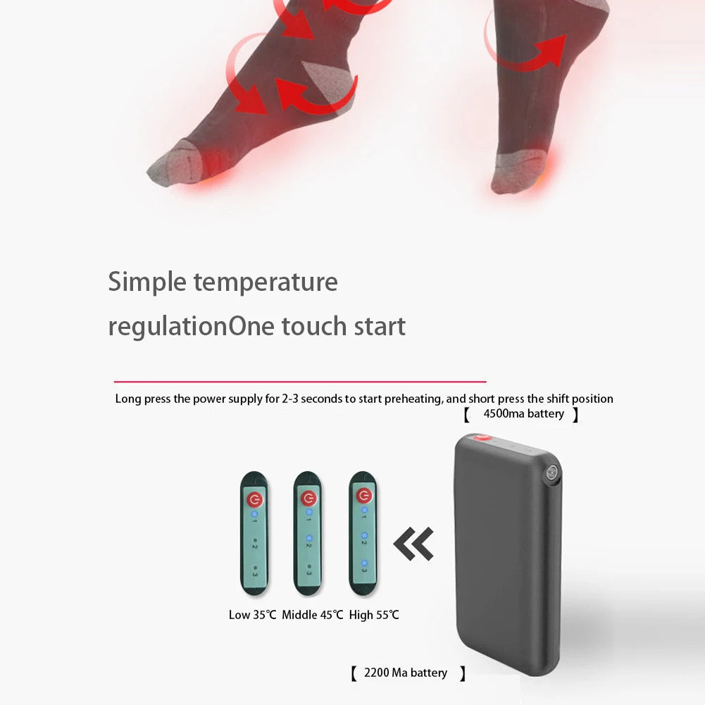 Electric Heated Socks Fast Heating Electric Heating Socks Battery Powered Warm Winter Socks Anti Slip for Outdoor Skiing Hiking