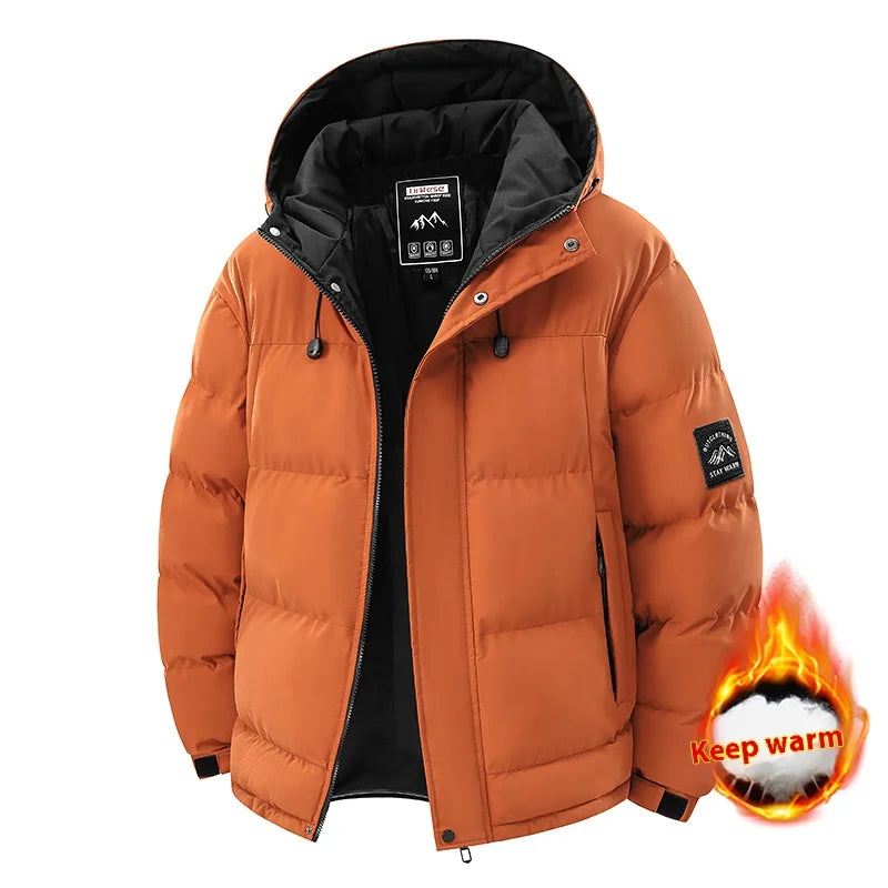 TAUVSEDI Men's Waterproof Windproof Hooded Puffer Jacket for Outdoor Wear